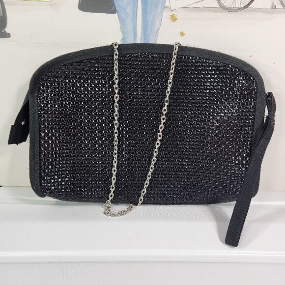 Black Woven Clutch or Crossbody Bag - Picture 1 of 1